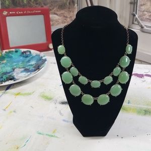 Mint Colored Collar Necklace Silver Chain